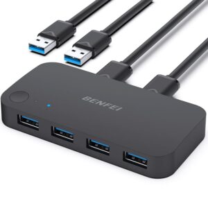 BENFEI USB 3.0 4 prievadų jungiklis keturiems įrenginiams, juodas