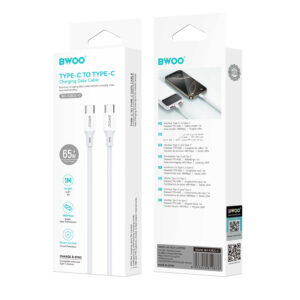BWOO USB-C – USB-C laidas 1m 60W ABS + TPE X282 C-C baltas - Image 6
