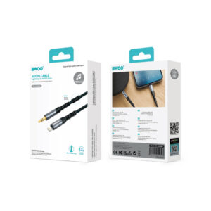 BWOO AUX laidas 3.5mm - Lightning BO-AUX068 juodas - Image 6