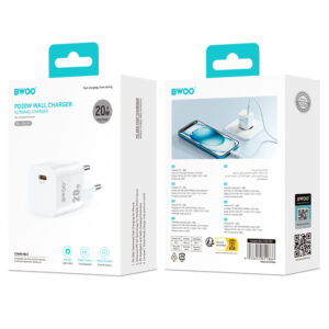 BWOO CDA155 PD sieninis įkroviklis 1x USB-C jungtis 1A 20W baltas - Image 6