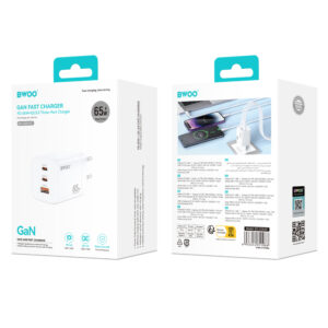 BWOO CDA147PD sieninis įkroviklis 65W 2x USB-C jungtis + USB-A baltas - Image 6