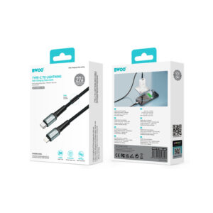 BWOO Pintas laidas USB-C – Lightning 2m 30W juodas - Image 4