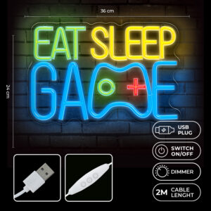 Forever Light Neon PLEXI LED EAT SLEEP GAME daugiaspalvis FPNE33 - Image 2