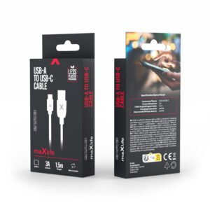 Maxlife USB - USB-C laidas 1,5 m 3A baltas - Image 2