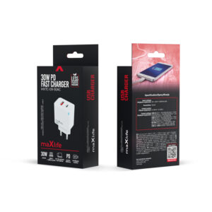 Maxlife MXTC-09-30AC GaN PD QC įkroviklis 1x USB-C 1x USB 30W baltas - Image 7