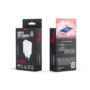 Maxlife MXTC-09-45CC GaN PD QC įkroviklis 2x USB-C 45W baltas - Image 2