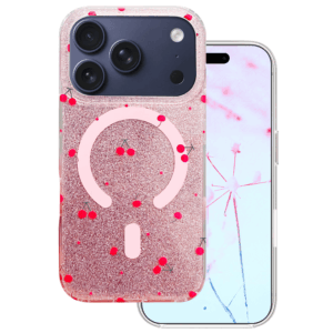 Cherry Mag dėklas, skirtas iPhone 17 Pro Max 6,9" / 18 Pro Max 6,9" su blizgučiais