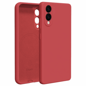 Etteri silikoninis Mag dėklas, skirtas Samsung Galaxy S25 Edge, aviečių spalvos