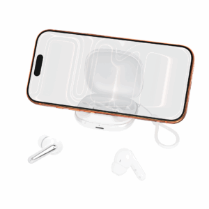 XO Bluetooth ausinės G53 TWS baltos ANC + ENC su stovu - Image 3