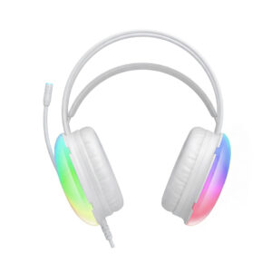 XO laidinės ausinės GE11 jack 3,5mm - USB-A baltos su RGB mikrofonu - Image 3
