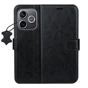 Išmanusis „Luxe“ odinis dėklas, skirtas Honor 600 Lite, juodas