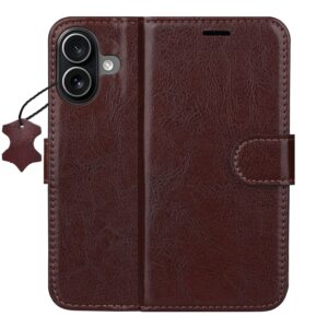 Išmanusis „Luxe“ odinis dėklas, skirtas Apple iPhone 17 6,3" rudas