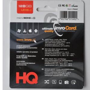 Imro atminties kortelė 128GB microSDHC cl. 10 UHS-I + adapteris - Image 2