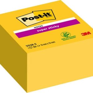 Lapeliai super lipnūs-kubas Post-it® 75x75mm 350 lapelių geltonas