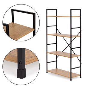 Moderni plati medinė lentyna su 4 lentynomis LOFT ModernHome - Image 7