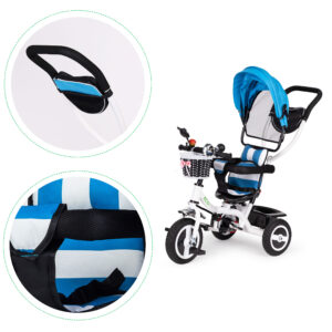 Triratis su besisukančiu stogeliu, patvariais guminiais ratais, mėlynas ECOTOYS - Image 7