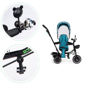Triratis su besisukančia sėdyne, stogeliu, mėlynas ir žalias, ECOTOYS - Image 7