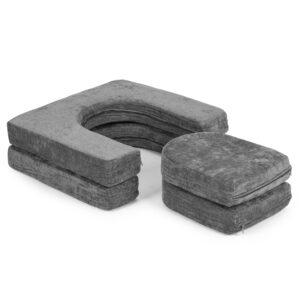 Sulankstoma modulinė sofa vaikams, didelė, 2 vietų, „pasidaryk pats“ (DIY), 10 minkštų pagalvėlių, šenilo audinys – pilka ECOTOYS - Image 7