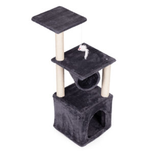Kačių draskyklė-namelis su gultu 94 cm pilka Petsi - Image 7