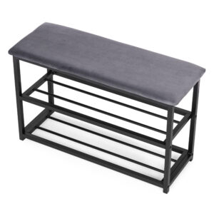 Apmuštas batų suoliukas su sėdyne 80 cm, 2 lentynos, ModernHome - Image 7