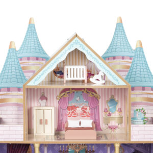 Medinis lėlių namelis Bella Castle, 4 aukštai, 5 kambariai, 15 baldų ECOTOYS - Image 7