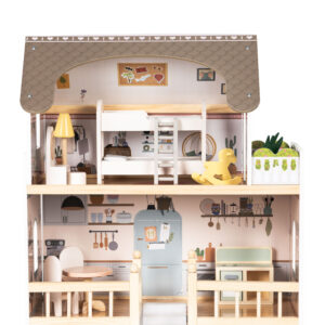 Medinis lėlių namelis Laura, 3 aukštai, 5 kambariai, 15 baldų ECOTOYS - Image 7