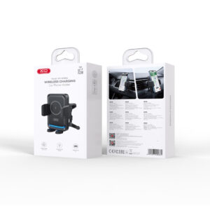 XO automobilinis laikiklis WX046 su belaidžiu indukciniu įkrovikliu 15W juodas, tvirtinamas į ventiliacijos groteles - Image 4