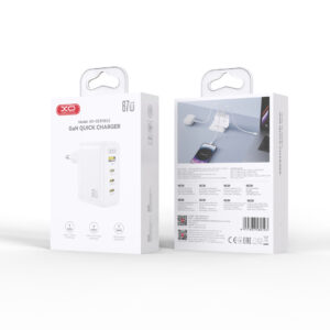 XO sieninis įkroviklis CE39 PD 67W 3x USB-C 1x USB baltas - Image 5