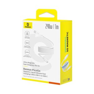 Baseus laidas PicoGo PD USB-C - USB-C 1,0m moon white 240W magnetinis - Image 4