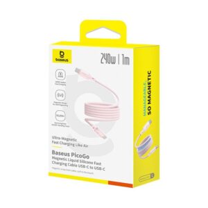 Baseus laidas PicoGo PD USB-C - USB-C 1,0m švelniai rožinis 240W magnetinis - Image 4
