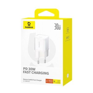 Baseus sieninis įkroviklis GaN5 Mini PD 30W 1x USB-C mėnulio baltumo - Image 6