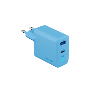 Forever Vibe-TC45AC GaN PD QC įkroviklis 1x USB-C 1x USB 45W dangaus mėlyna