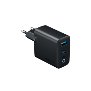 Forever Vibe-TC45AC GaN PD QC įkroviklis 1x USB-C 1x USB 45W tamsiai pilkas