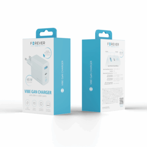 Forever Vibe-TC45AC GaN PD QC įkroviklis 1x USB-C 1x USB 45W sidabrinis - Image 2