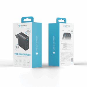 Forever Vibe-TC45AC GaN PD QC įkroviklis 1x USB-C 1x USB 45W tamsiai pilkas - Image 2