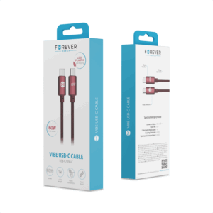 Forever Vibe laidas USB-C - USB-C 1,0 m 60W bordo spalvos - Image 8