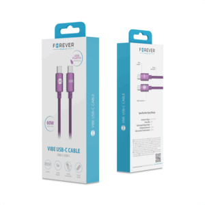 Forever Vibe laidas USB-C - USB-C 1,0 m 60W tamsios vyšnios spalvos - Image 8