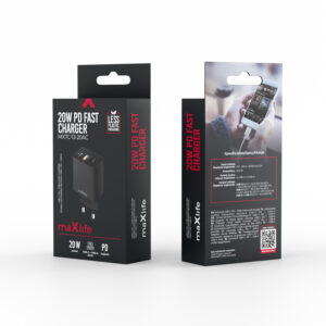 Maxlife MXTC-13-20AC PD QC įkroviklis 1x USB-C 1x USB 20W juodas - Image 2