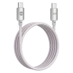 Forever Vibe laidas USB-C - USB-C 1,0 m 60W sidabrinis