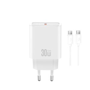 XO sieninis įkroviklis CE41 PD 30W 1x USB-C baltas + laidas USB-C - USB-C