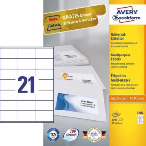 Avery 3481 lipni etiketė Stačiakampis Ilgalaikis Balta 2100 vnt - Image 2