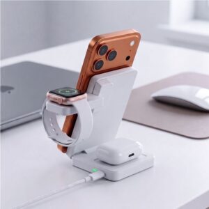 Tech-Protect A56 3IN1 MAGNETINIS MagSafe BELAIDIS ĮKROVIKLIS 25W QI2.2 BALTAS - Image 7