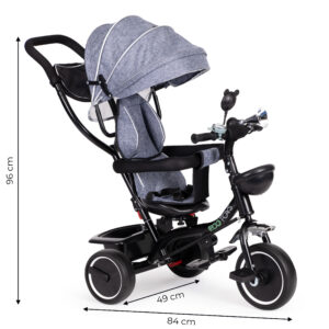Triratis su besisukančia sėdyne, stogeliu, pilkas ECOTOYS - Image 8