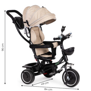 Triratis su besisukančia sėdyne, stogeliu, smėlio spalvos ECOTOYS - Image 8