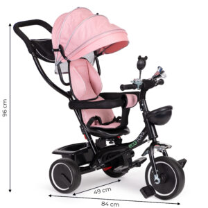 Triratis su besisukančia sėdyne, stogeliu, rožinis, ECOTOYS - Image 8