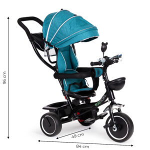 Triratis su besisukančia sėdyne, stogeliu, mėlynas ir žalias, ECOTOYS - Image 8