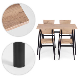 Valgomojo baldų komplektas stalas + 4 kėdės MALMO ModernHome - Image 8