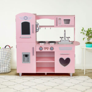 Didelė medinė žaislinė virtuvėlė vaikams su garso efektais, rožinė, ECOTOYS - Image 8