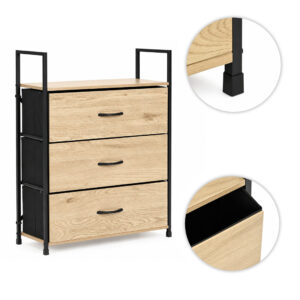 Spintelė su 3 medžiaginiais stalčiais 60 cm lentynų blokas tekstilinis organizatorius loft ModernHome - Image 8