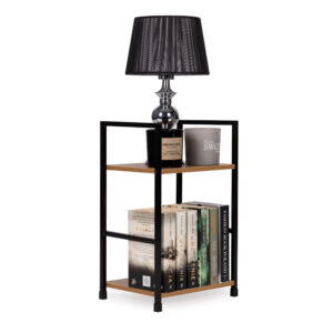 Moderni medinė knygų lentyna, naktinis staliukas su 2 lentynomis, LOFT - Image 8